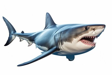 Great shark photo cut out and isolated on white background. - obrazy, fototapety, plakaty