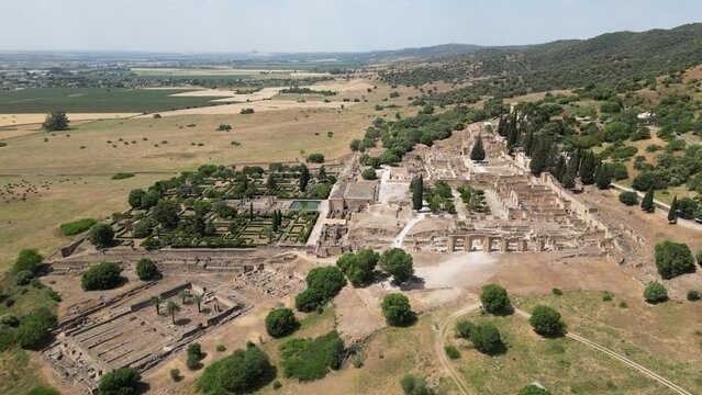 Aerial shot of Medina Azahara (Madinat al-Zahra) near Cordoba city, Spain