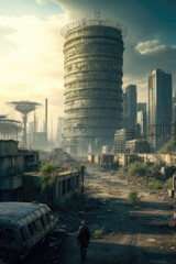 Post Apocalyptic City. AI generated. 