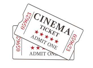Fototapeta premium Cinema ticket icon vector illustration in the flat style.Two retro tickets stub on a white background.