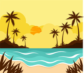 tree on the beach summer paradise background