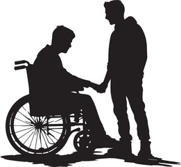 Obraz na płótnie Canvas Man on wheelchair Silhouette, Vector illustration, SVG