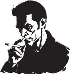 Devil man smoking a cigarette, Man with horns smoking, smoking is evil, Vector illustration, SVG