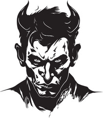 Devil man, Evil Man with horns, Vector illustration, SVG
