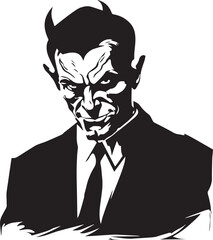 Devil man in a business suit , Evil Man with horns, Vector illustration, SVG