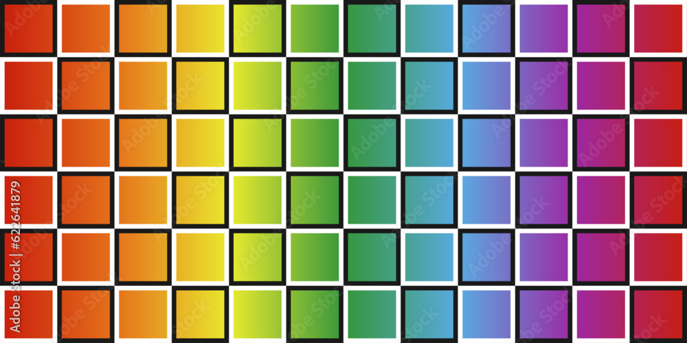 Poster Rainbow mosaic tiles. Vector tile with repeating colored cells. Colorful pattern grid.