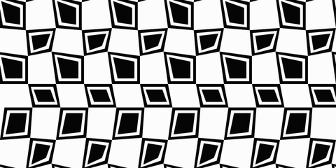 Curve and casual checkered tiles. For print, packaging, wallpapers, covers, backgrounds, pillows. Black and white checker pattern.