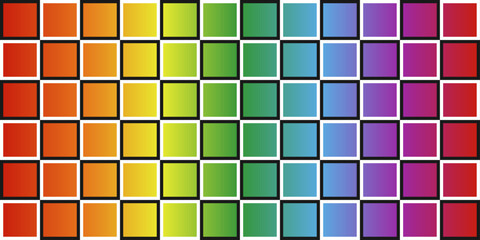 Rainbow mosaic tiles. Vector tile with repeating colored cells. Colorful pattern grid.