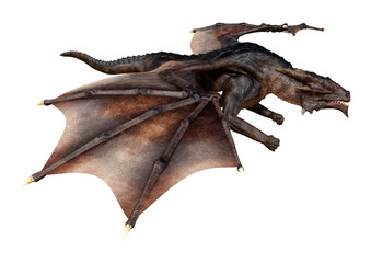 3D Rendering Fairy Tale Dragon on White