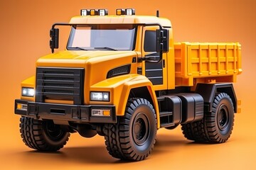 Obraz na płótnie Canvas 3d illustration construction truck mining truck mining machine in orange background