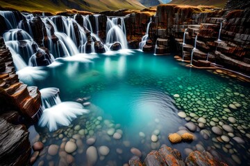 Water dances in a park fountain, catching sunlight as it arcs and falls amidst lush greenery.