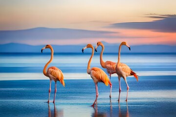 Fototapeta na wymiar flamingo in the water