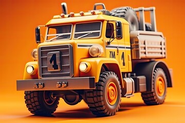 3d illustration construction truck  mining truck  mining machine in orange background