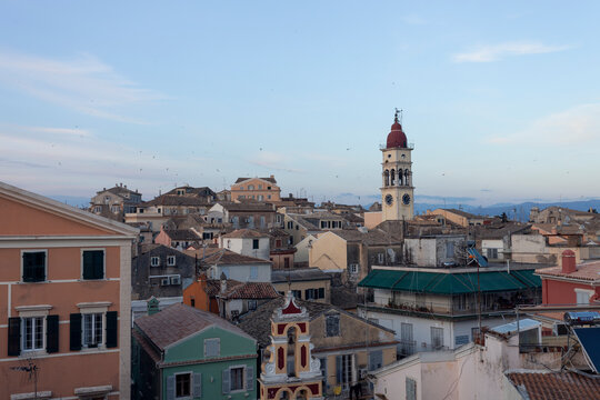 Rooftop view of Corfu old town in greece