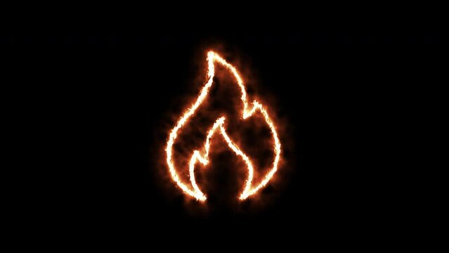 Glowing neon line of fire icon or sign isolated on transparent background. creative thinking idea concept and future innovative technology. Inspiration and imagination. 4K motion graphic animation.