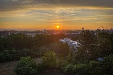 Cityscape of Mainz, Germany at sunrise