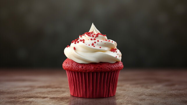 cupcake with red frosting HD 8K wallpaper Stock Photographic Image