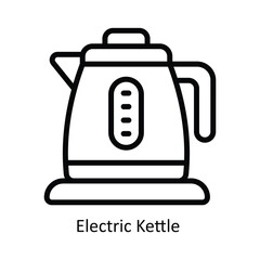 Fototapeta premium Electric Kettle Vector outline Icon Design illustration. Kitchen and home Symbol on White background EPS 10 File