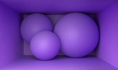Abstract minimalist background design with purple spheres