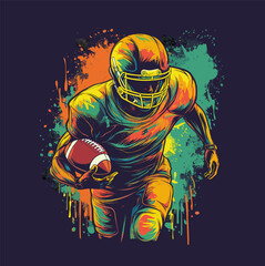 American football. Symbol, emblem with an American football player with a ball.