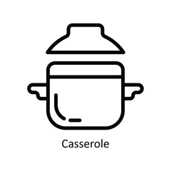 Obraz premium Casserole Vector outline Icon Design illustration. Kitchen and home Symbol on White background EPS 10 File
