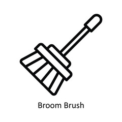 Broom Brush Vector   outline Icon Design illustration. Kitchen and home  Symbol on White background EPS 10 File