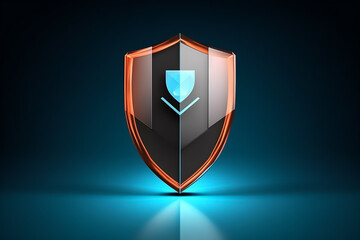 Data security shield glowing background. Generative AI