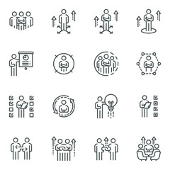people icons business process, human resource management,  meeting work group team , icon line vector design elements pictograms and infographics
