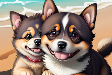 smiling puppy. Generative AI