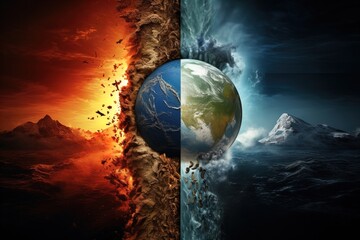 Climate Change - Earth is covered in the four major elements of wind, fire, earth, and water