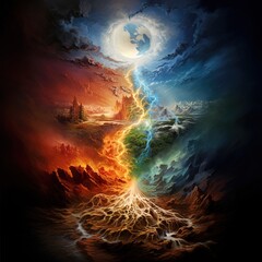 Climate Change - Earth is covered in the four major elements of wind, fire, earth, and water