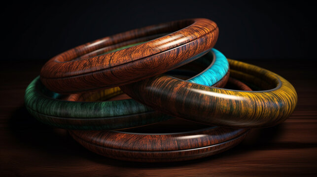bangles on a wooden surface HD 8K wallpaper Stock Photographic Image