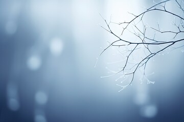 Close-up shot of a tree branch in the winter. Generative AI