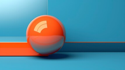 orange ball isolated on blue background