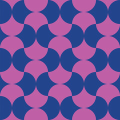 Mid century modern ogee scallop pink and blue shapes seamless pattern