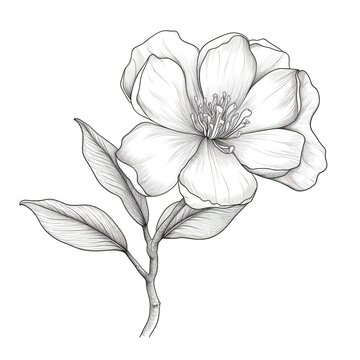 detailed monochrome magnolia flower drawing clip art preview