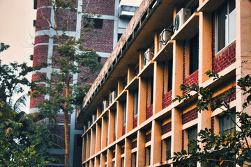 the windows on the side of the building