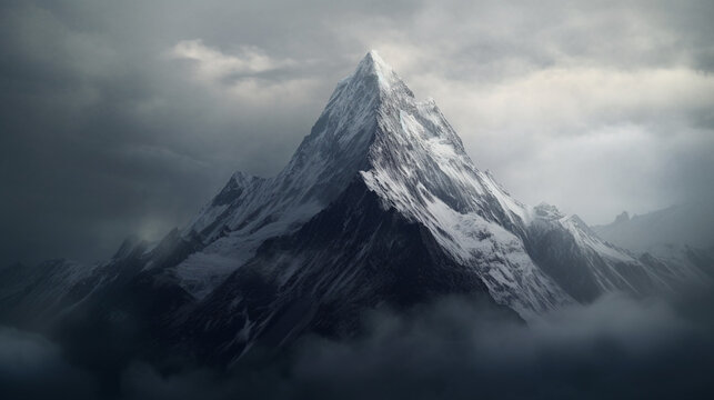 snow covered mountains HD 8K wallpaper Stock Photographic Image