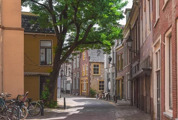 Foto op Plexiglas beautiful old street with brick houses in Leeuwarden, Netherlands © AnastasiiaAkh