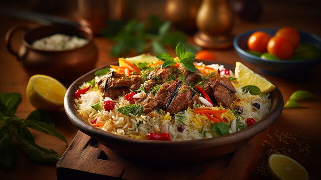 rice with vegetables HD 8K wallpaper Stock Photographic Image