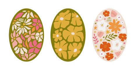 Modern floral posters with flowers. Abstract art. 