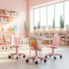 children's flexible classroom chair in pink and pastel colors