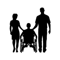 Man in wheelchair vector illustration - 622658652