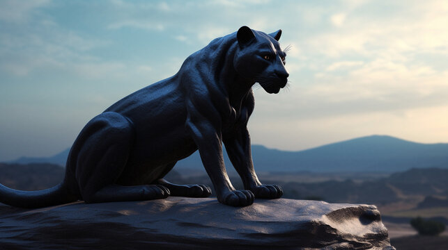 panther  on the beach HD 8K wallpaper Stock Photographic Image