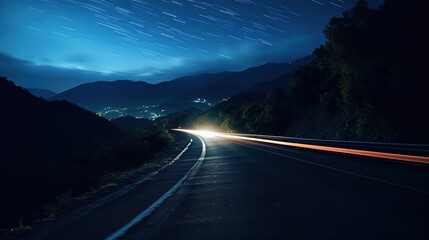 Fototapeta premium time lapse photography of highway road at night background