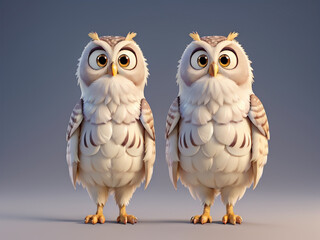 cute animal owl on a white background , ai generated