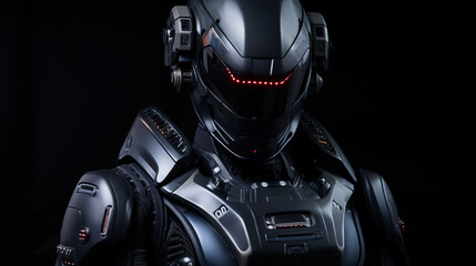 Humanoid android law enforcement robot portrait