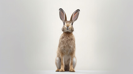 rabbit on a white background HD 8K wallpaper Stock Photographic Image - obrazy, fototapety, plakaty