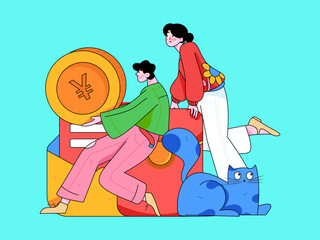 Holiday Shopping E-Commerce Online Shopping People Flat Vector Concept Operation Hand Drawn Illustration
