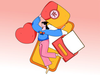 Holiday Shopping E-Commerce Online Shopping People Flat Vector Concept Operation Hand Drawn Illustration
